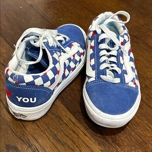 Vans Blue and White Checkered Sneakers